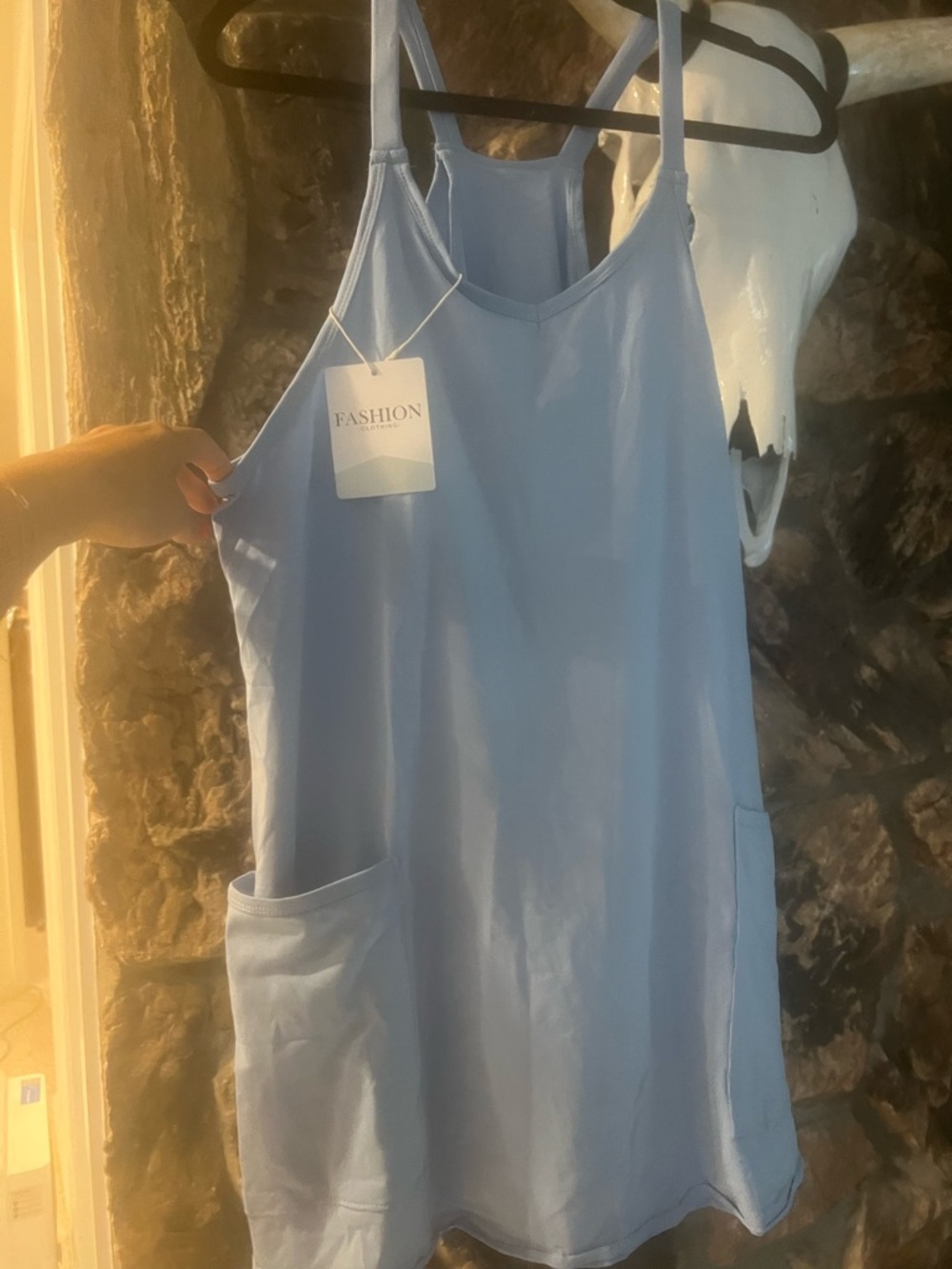 Light Blue Women's Sleep Tank and Shorts Set - Casual Lounge Pajama - Picture 6 of 6